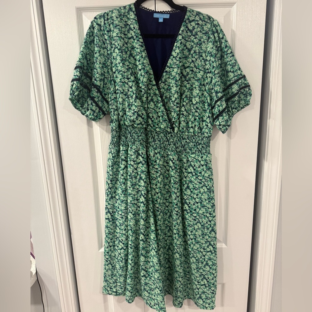 Draper James Green Floral Midi Dress